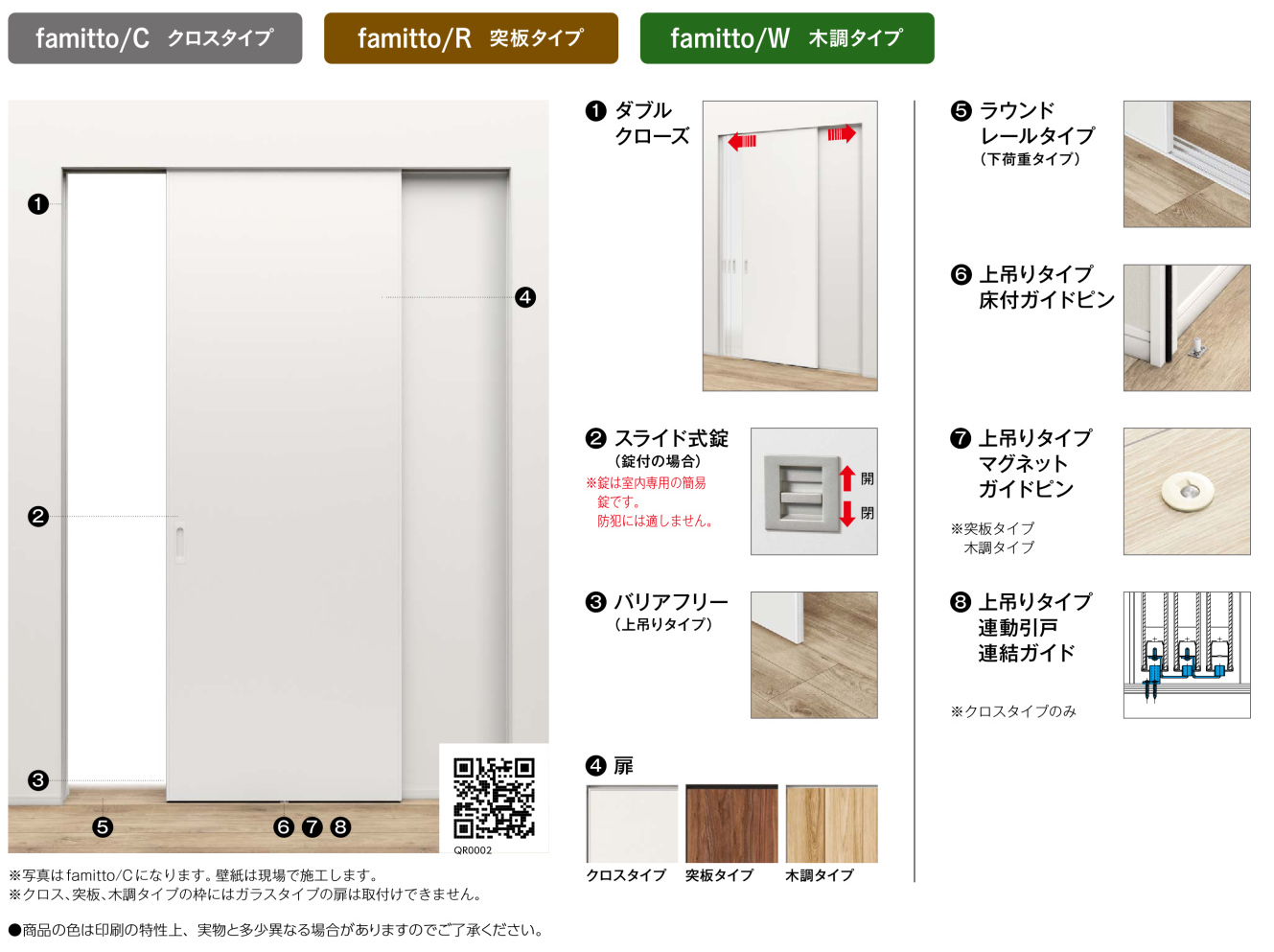 YKKap 室内引戸 ファミット スリム枠 famitto/W 木調 A68 引違い戸(3枚建) 24020 [ W2400×H2045mm ] ラウンドレール YKK 室内 建具 リフォーム DIY YKKap 室内ドア ファミット スリム枠 famitto⁄W 木調 A68 片開きドア